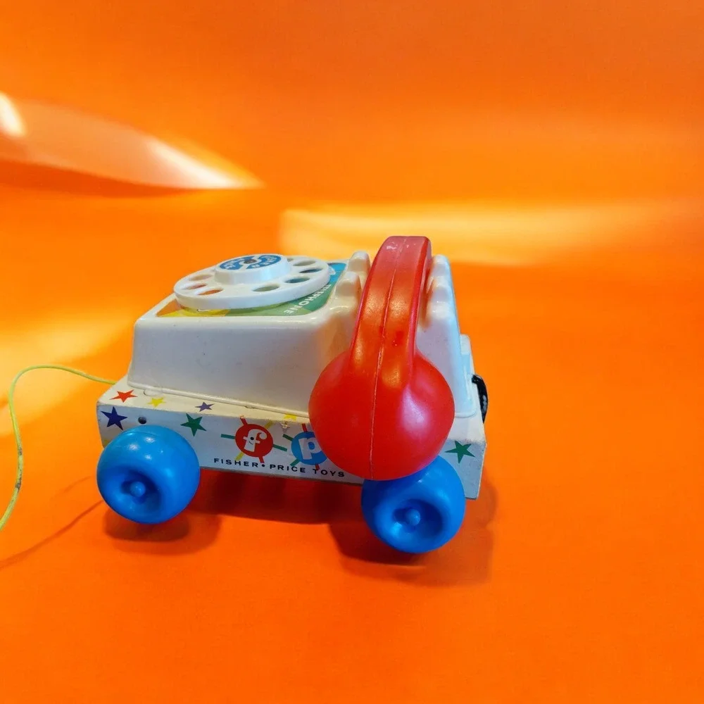 Vintage Fisher Price Chatter Telephone Pull Toy‎ Classic Rainbow Kids Play Toy